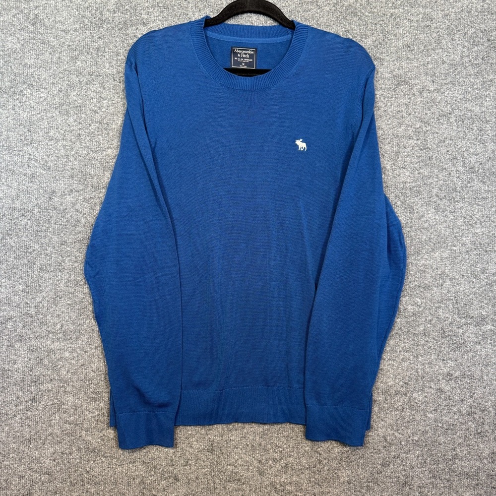 Abercrombie & Fitch Sweater Mens Medium Blue Crewneck Pullover Pima Cotton Soft